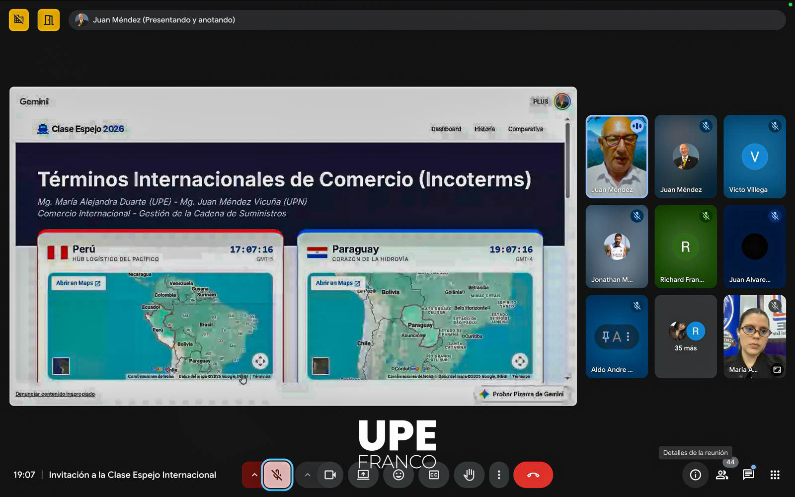 Clase Espejo Internacional: UPE FRANCO - UPN, Perú
